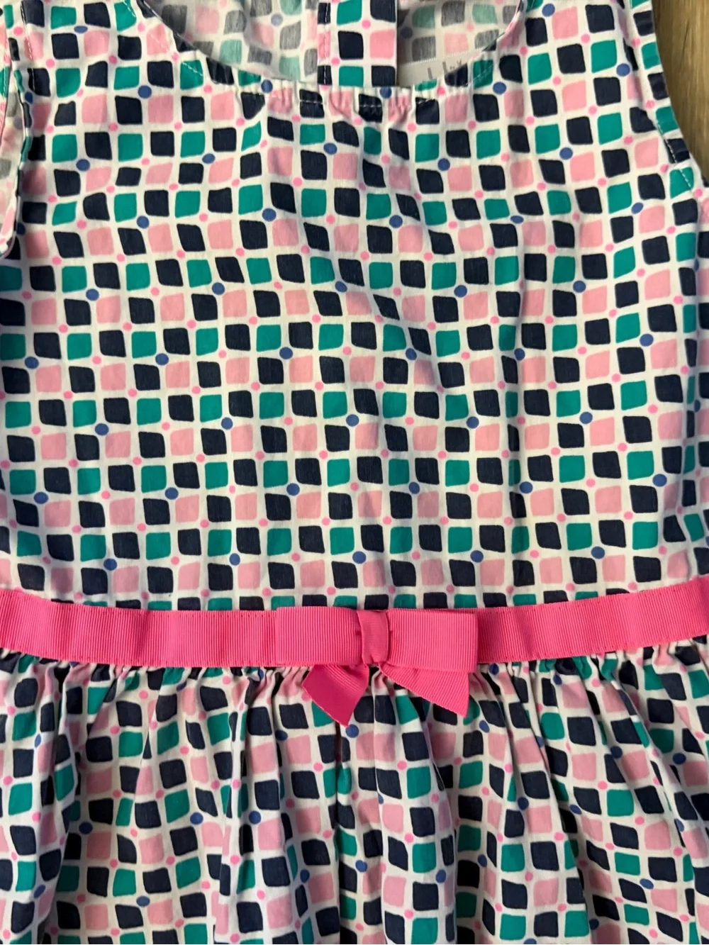 Gymboree Girl's Size 7 Pink & Teal Geometric Belted Dress